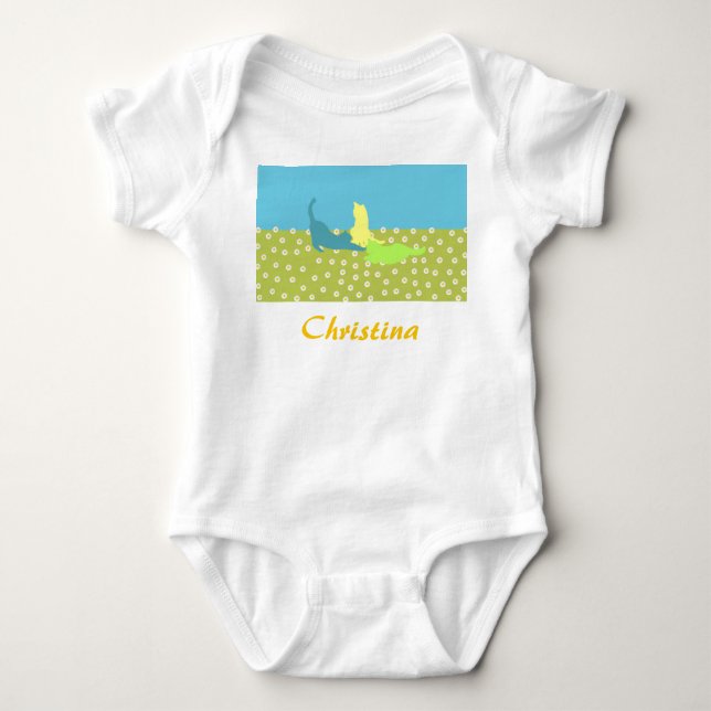 Katter i gräset Baby Bodysuit T Shirt (Framsida)