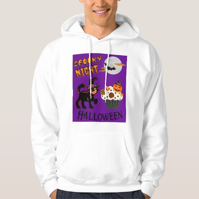 katter i halloween redigerbara hoodie (Framsida)