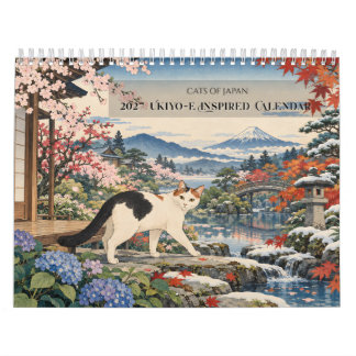 Katter i Japan 2027 | Ukiyo-e-inspirerad säsongsbe Kalender