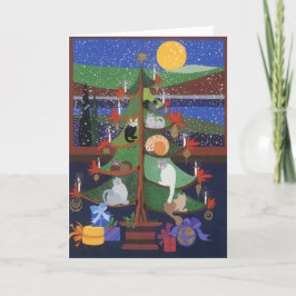 Katter i Julgran Helgkort