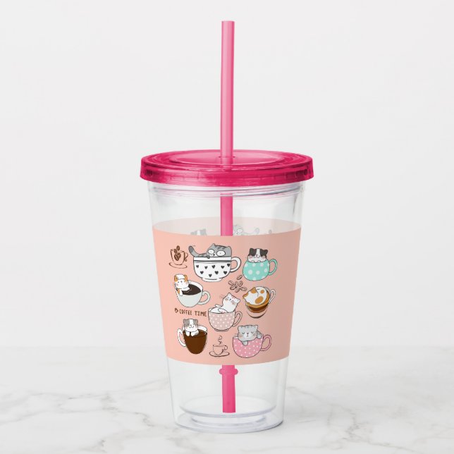 Katter i kaffekoppar take away mugg (Framsida)