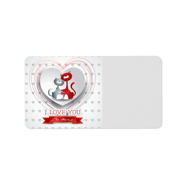 Katter i Kärlek med hjärta Adressetikett (Framsidan)