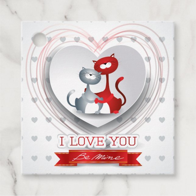 Katter i kärlek med hjärta gåvor etiketter (Framsida)