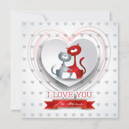 Katter i kärlek med hjärta inbjudningar