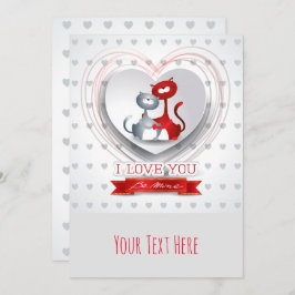 Katter i kärlek med hjärta inbjudningar