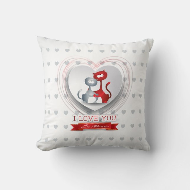 Katter i Kärlek med hjärta Kudde (Framsida)