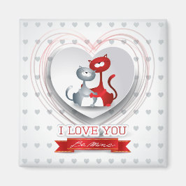 Katter i kärlek med hjärta magnet