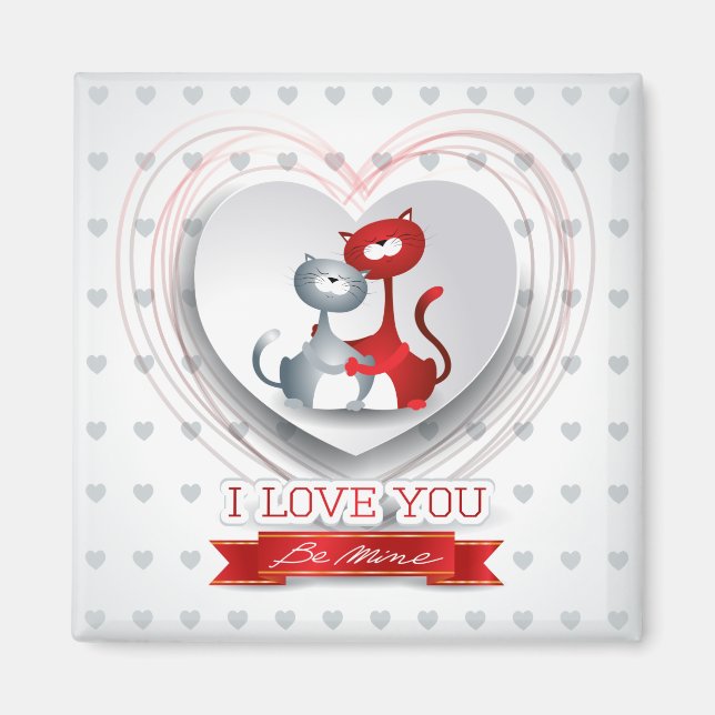 Katter i kärlek med hjärta magnet (Framsidan)