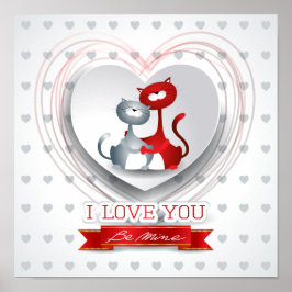 Katter i Kärlek med hjärta Poster