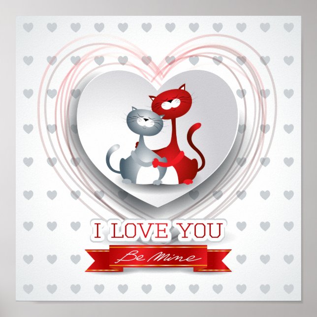 Katter i Kärlek med hjärta Poster (Framsidan)