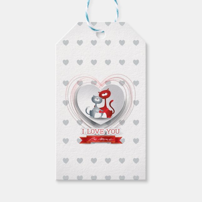 Katter i Kärlek med hjärta Presentetikett (Framsidan)