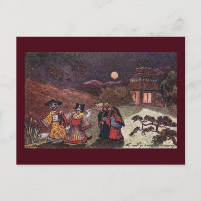 Katter i Kimonos tar sent på kvällen Vykort (Framsida)