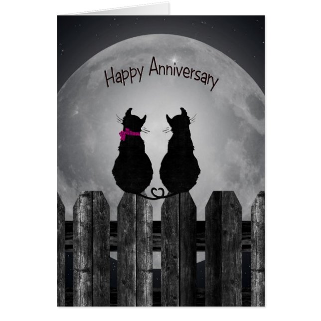 Katter i månljus för make/maka hälsningskort (Framsidan)