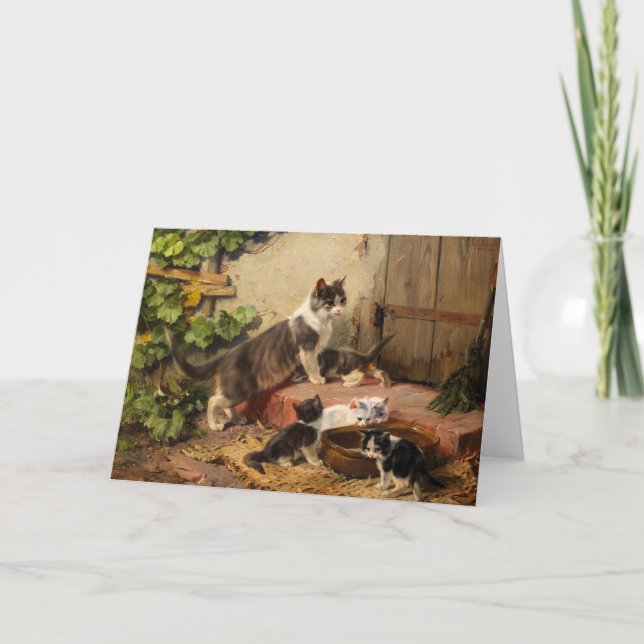 Katter i Mjölk Bowl | Julius Adam the Younger Kort (Framsida)