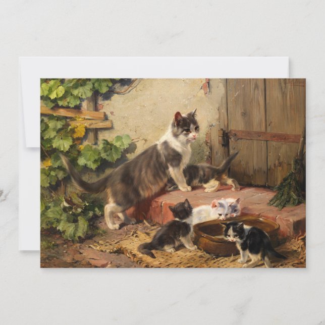 Katter i Mjölk Bowl | Julius Adam the Younger Kort (Framsida)