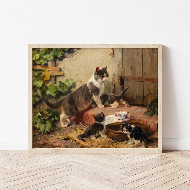 Katter i Mjölk Bowl | Julius Adam the Younger Poster (Skapare uppladdad)