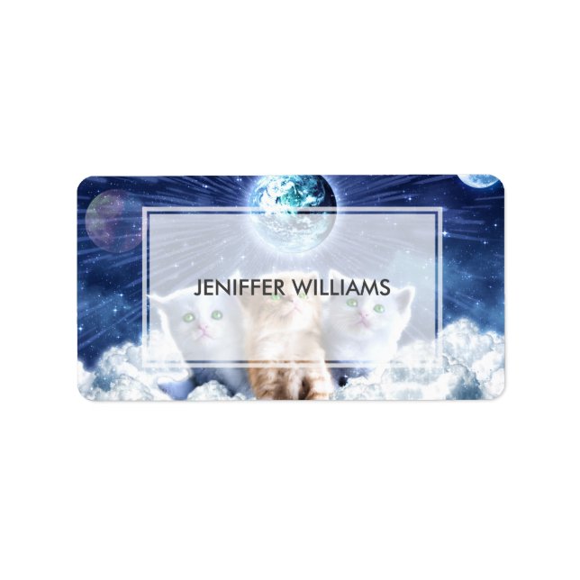 Katter i molnet adressetikett (Framsidan)