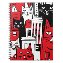 Katter i New York Art Notebook -Söt Whimsical Cat