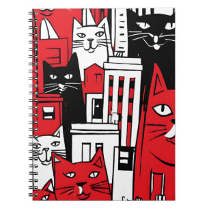 Katter i New York Art Notebook -Söt Whimsical Cat Anteckningsbok