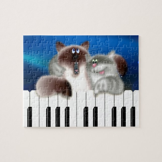 Katter i Piano Pussel (Horisontell)