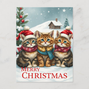 Katter i Preppy Winter Attire och Hats jul Helg Vykort