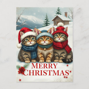 Katter i Preppy Winter Attire och Hats jul Helg Vykort