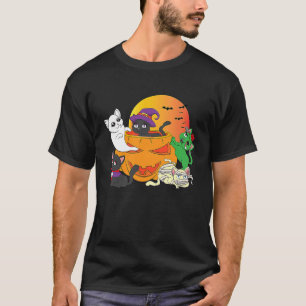 Katter i pumpa läskiga Kvinnor Halloween dag fira T Shirt