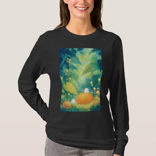 Katter i Pumpkin Patch T Shirt (Framsida)