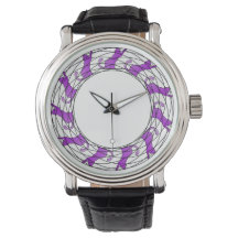 Katter i Round Watch - Lila/vit
