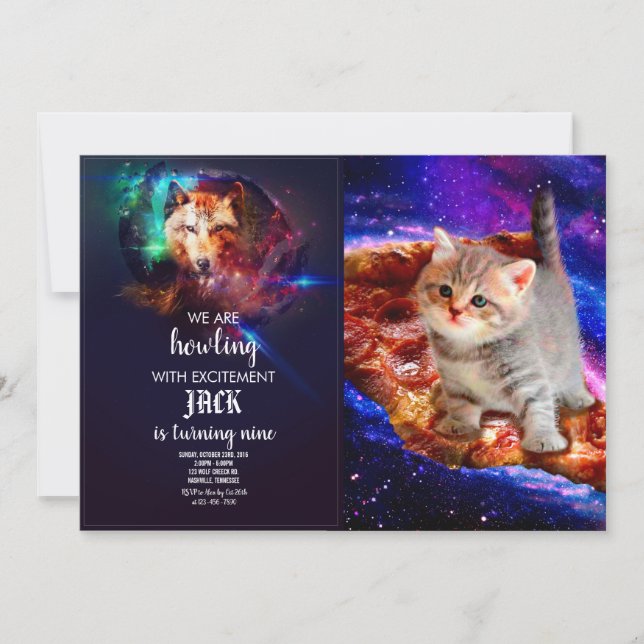 Katter i rumspizza inbjudningar (Framsida)