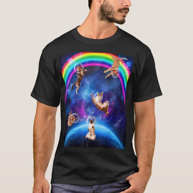 Katter i rymden Kitten Outerspace Galaxy Cat T Shirt (Framsida)