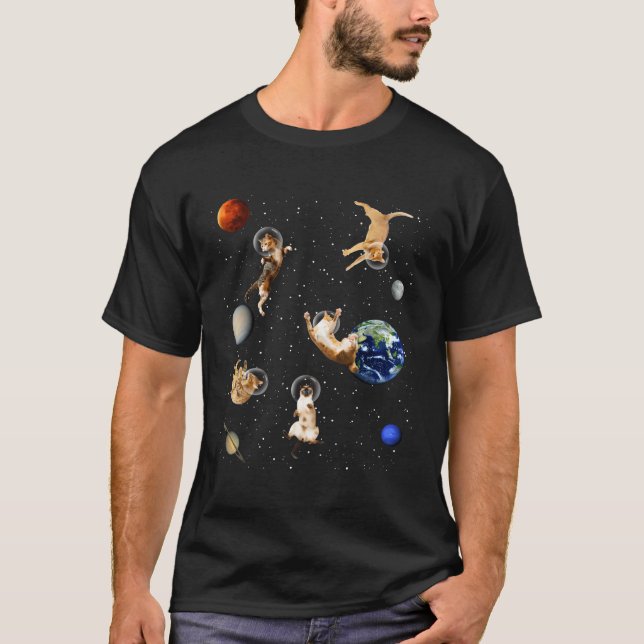 Katter i rymden Kitten Outerspace Galaxy Cat T Shirt (Framsida)