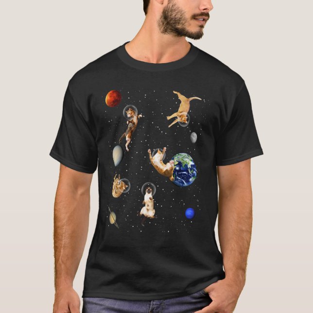 Katter i rymden Kitten Outerspace Galaxy Cat T Shirt (Framsida)
