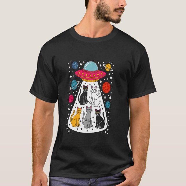 Katter i rymdenbortförande kosmisk äventyr t shirt (Framsida)