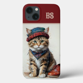 Katter i Scottish Disguise - charming tartan cat