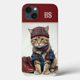 Katter i Scottish Disguise - charming tartan cat