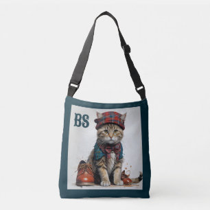 Katter i Scottish Disguise - charming tartan cat Axelväska