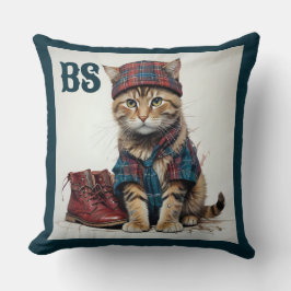 Katter i Scottish Disguise - charming tartan cat Kudde