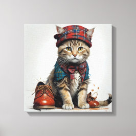 Katter i skotsk dräkt – charmiga tartan-katter canvastryck