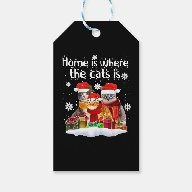 Katter i Snö Vinter Santa Hat Kitten Jul Presentetikett (Framsidan)