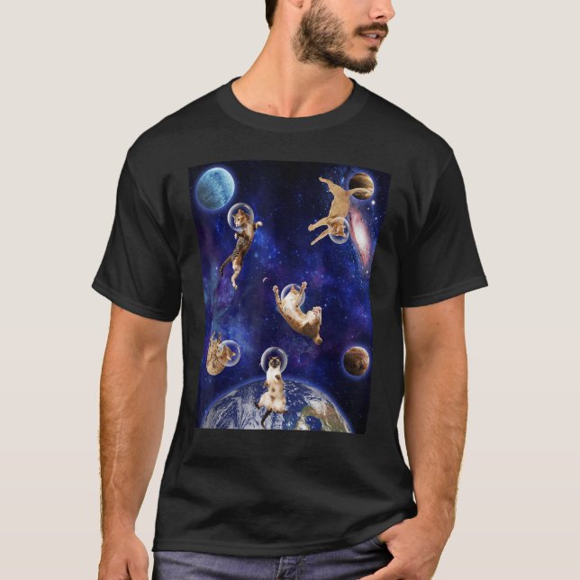 Katter i Space Kitten Outerspace Galaxy Cat 1 T Shirt (Framsida)
