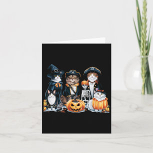 Katter i stugor under säsong Halloween Roligt Tee Kort