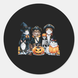 Katter i stugor under säsong Halloween Roligt Tee Runt Klistermärke