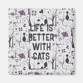 Katter i Träd Cute Silhouette Mönster Personalize Magnet