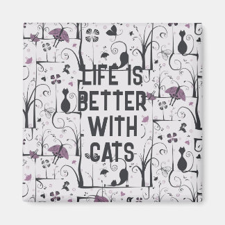 Katter i Träd Cute Silhouette Mönster Personalize Magnet