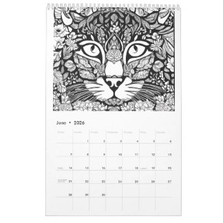 Katter i Trädgård Färgläggning Kalender