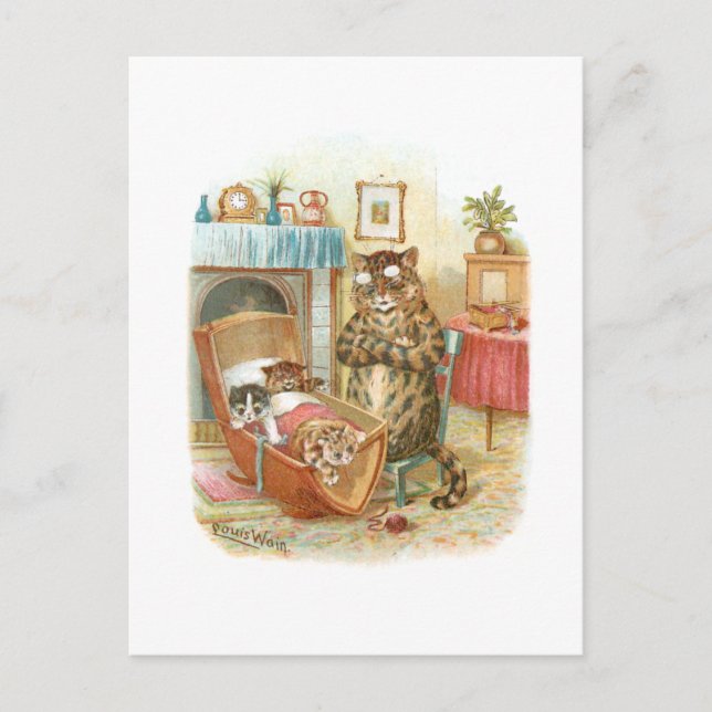 Katter i vaggan av Louis Wain Vykort (Framsida)