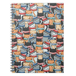 Katter i vinterscarves & Hats Mönster Anteckningsbok