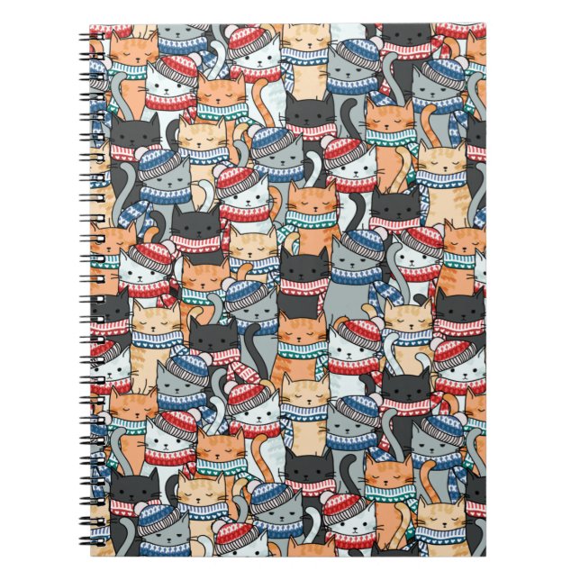Katter i vinterscarves & Hats Mönster Anteckningsbok (Framsidan)