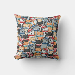 Katter i vinterscarves & Hats Mönster Fabric Kudde